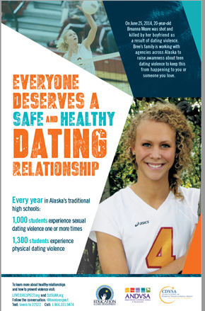 Poster saying everyone deserves a safe and healthy dating relationship