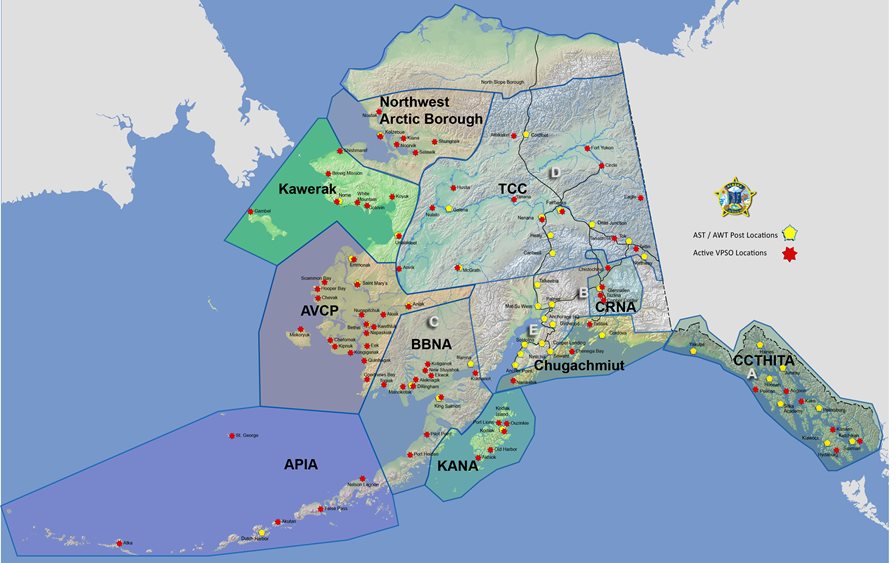Map of Alaska detailing what tribes cover what area